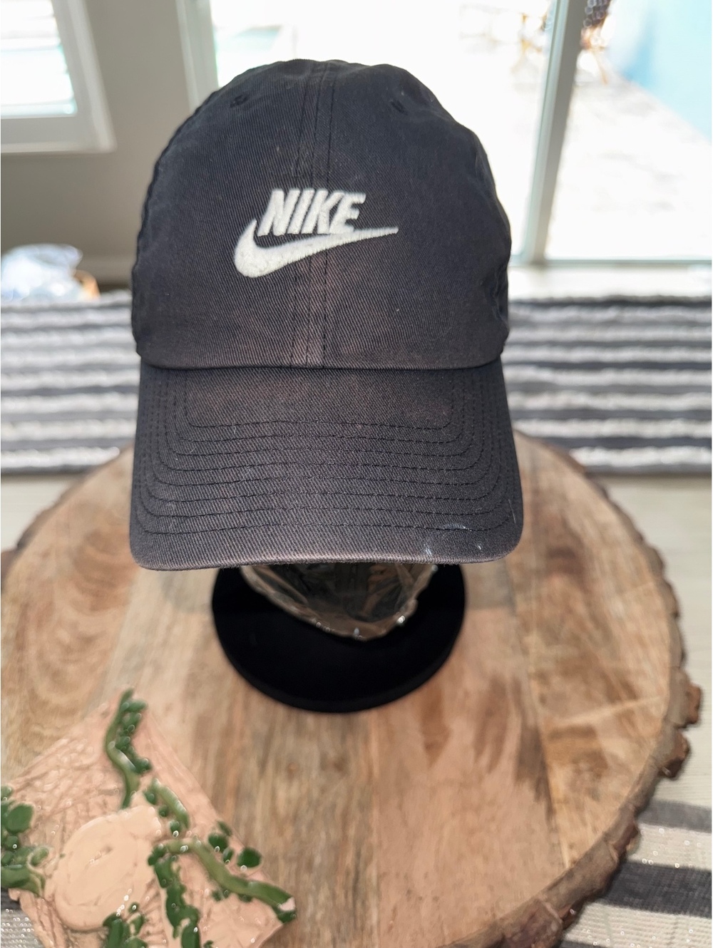 Nike Black Adjustable Baseball Cap with White Logo